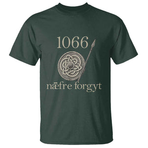 1066 Never Forget T Shirt Battle of Hastings Old English Anglo Saxon Warrior Medieval Shield TS02 Dark Forest Green Print Your Wear