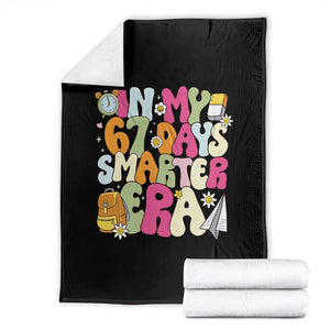 In My 67 Days Smarter Era Throw Blanket Cute Retro 6 7 Days of School Six Seven Meme TS02 Black Print Your Wear
