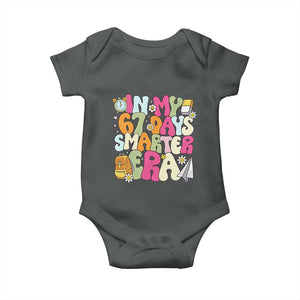 In My 67 Days Smarter Era Baby Onesie Cute Retro 6 7 Days of School Six Seven Meme TS02 Dark Heather Print Your Wear
