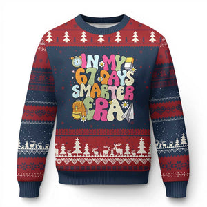 In My 67 Days Smarter Era Ugly Christmas Sweater Cute Retro 6 7 Days of School Six Seven Meme TS02 Navy Red Print Your Wear