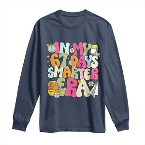 In My 67 Days Smarter Era Long Sleeve Shirt Cute Retro 6 7 Days of School Six Seven Meme TS02 Navy Print Your Wear