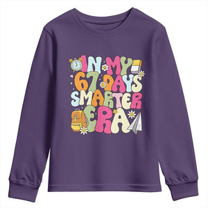 In My 67 Days Smarter Era Youth Sweatshirt Cute Retro 6 7 Days of School Six Seven Meme TS02 Purple Print Your Wear