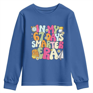 In My 67 Days Smarter Era Youth Sweatshirt Cute Retro 6 7 Days of School Six Seven Meme TS02 Royal Blue Print Your Wear
