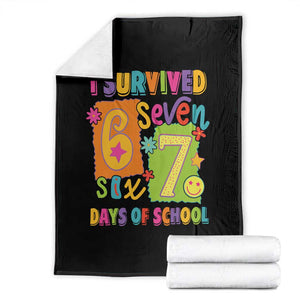 I Survived 67 Days of School Throw Blanket Funny 6 7 Six Seven Chaos Survivor for Students Teachers TS02 Black Print Your Wear