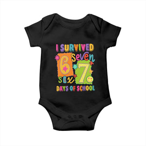 I Survived 67 Days of School Baby Onesie Funny 6 7 Six Seven Chaos Survivor for Students Teachers TS02 Black Print Your Wear