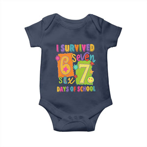 I Survived 67 Days of School Baby Onesie Funny 6 7 Six Seven Chaos Survivor for Students Teachers TS02 Navy Print Your Wear