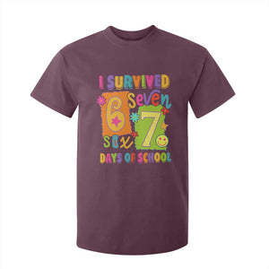 I Survived 67 Days of School T Shirt For Kid Funny 6 7 Six Seven Chaos Survivor for Students Teachers TS02 Maroon Print Your Wear