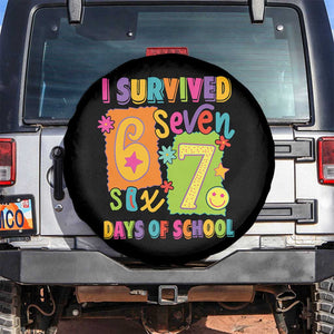 I Survived 67 Days of School Spare Tire Cover Funny 6 7 Six Seven Chaos Survivor for Students Teachers TS02 No hole Black Print Your Wear