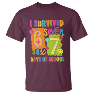 I Survived 67 Days of School T Shirt Funny 6 7 Six Seven Chaos Survivor for Students Teachers TS02 Maroon Print Your Wear