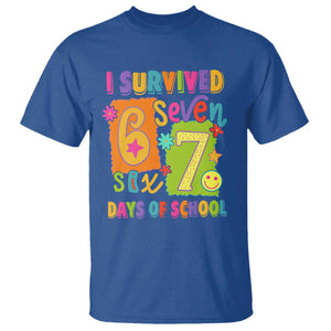 I Survived 67 Days of School T Shirt Funny 6 7 Six Seven Chaos Survivor for Students Teachers TS02 Royal Blue Print Your Wear