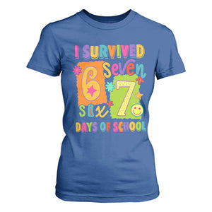 I Survived 67 Days of School T Shirt For Women Funny 6 7 Six Seven Chaos Survivor for Students Teachers TS02 Royal Blue Print Your Wear