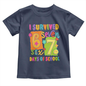 I Survived 67 Days of School Toddler T Shirt Funny 6 7 Six Seven Chaos Survivor for Students Teachers TS02 Navy Print Your Wear