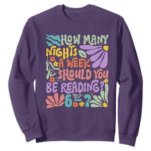 How Many Nights Should You Be Reading 6 7 Sweatshirt Retro Funny 67 Six Seven Meme Book Lover TS02 Purple Print Your Wear