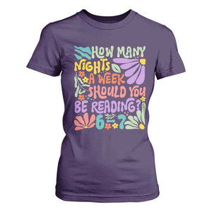 How Many Nights Should You Be Reading 6 7 T Shirt For Women Retro Funny 67 Six Seven Meme Book Lover TS02 Purple Print Your Wear