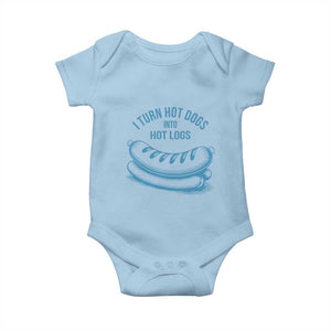 I Turn Hot Dogs Into Hot Logs Baby Onesie Funny Food Pun for BBQ Bros Toilet Humor Kings TS02 Light Blue Print Your Wear