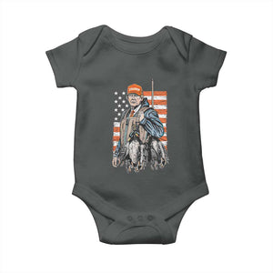Trump Camo Duck Hunting Baby Onesie Hello Hunting Season US Flag TS02 Dark Heather Print Your Wear