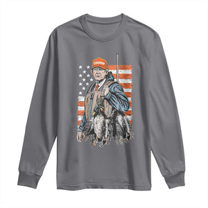 Trump Camo Duck Hunting Long Sleeve Shirt Hello Hunting Season US Flag TS02 Charcoal Print Your Wear