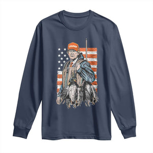 Trump Camo Duck Hunting Long Sleeve Shirt Hello Hunting Season US Flag TS02 Navy Print Your Wear