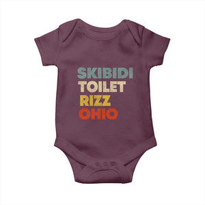Skibidi Toilet Rizz Ohio Baby Onesie Funny Gen Alpha Slang Rizzler Game TS02 Maroon Print Your Wear