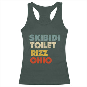 Skibidi Toilet Rizz Ohio Racerback Tank Top Funny Gen Alpha Slang Rizzler Game TS02 Dark Forest Green Print Your Wear
