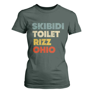 Skibidi Toilet Rizz Ohio T Shirt For Women Funny Gen Alpha Slang Rizzler Game TS02 Dark Forest Green Print Your Wear