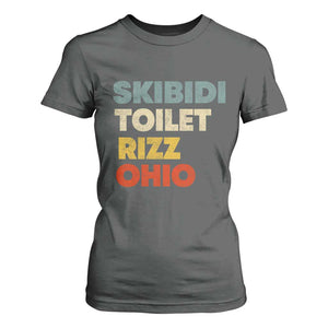Skibidi Toilet Rizz Ohio T Shirt For Women Funny Gen Alpha Slang Rizzler Game TS02 Dark Heather Print Your Wear