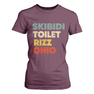 Skibidi Toilet Rizz Ohio T Shirt For Women Funny Gen Alpha Slang Rizzler Game TS02 Maroon Print Your Wear