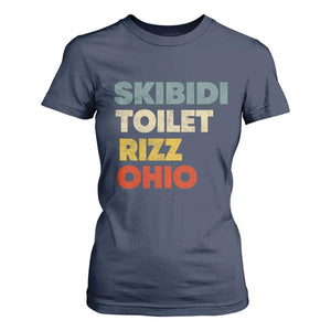 Skibidi Toilet Rizz Ohio T Shirt For Women Funny Gen Alpha Slang Rizzler Game TS02 Navy Print Your Wear