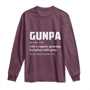 Cool Gun Grandpa Enthusiast Long Sleeve Shirt Funny Gunpa Definition Like A Regular Grandpa But Plays With Guns TS02 Maroon Print Your Wear
