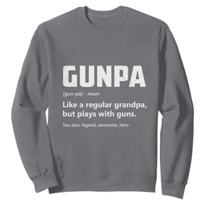 Cool Gun Grandpa Enthusiast Sweatshirt Funny Gunpa Definition Like A Regular Grandpa But Plays With Guns TS02 Charcoal Print Your Wear