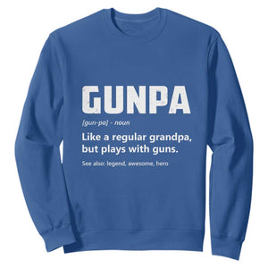 Cool Gun Grandpa Enthusiast Sweatshirt Funny Gunpa Definition Like A Regular Grandpa But Plays With Guns TS02 Royal Blue Print Your Wear