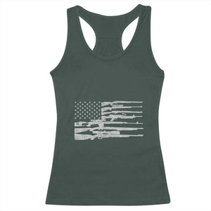 American Flag Rifle Firearm Racerback Tank Top Machine Guns 2A TS02 Dark Forest Green Print Your Wear