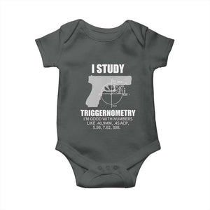 Funny Gun Owner Baby Onesie I Study Triggernometry I'm Good With Numbers 2nd Amendment Rights TS02 Dark Heather Print Your Wear