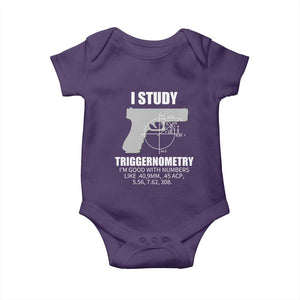 Funny Gun Owner Baby Onesie I Study Triggernometry I'm Good With Numbers 2nd Amendment Rights TS02 Purple Print Your Wear