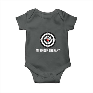 Gun Lover Baby Onesie My Group Therapy Shooting Range TS02 Dark Heather Print Your Wear