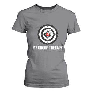 Gun Lover T Shirt For Women My Group Therapy Shooting Range TS02 Charcoal Print Your Wear