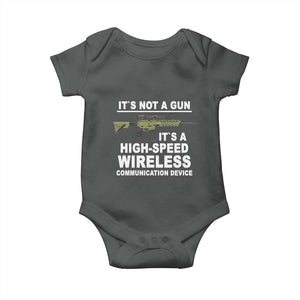 Funny Sarcastic Gun Meme Baby Onesie Its Not A Gun It's A High-Speed Wireless Communitation Device Rifle TS02 Dark Heather Print Your Wear