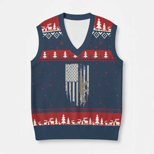American Flag Second Amendment V-Neck Knit Sweater Vest Guns Weapons Rifles 2A Amendment Fathers Day US Flag TS02 Navy Red Print Your Wear