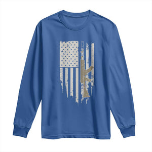 American Flag Second Amendment Long Sleeve Shirt Guns Weapons Rifles 2A Amendment Fathers Day US Flag TS02 Royal Blue Print Your Wear