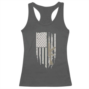 American Flag Second Amendment Racerback Tank Top Guns Weapons Rifles 2A Amendment Fathers Day US Flag TS02 Dark Heather Print Your Wear