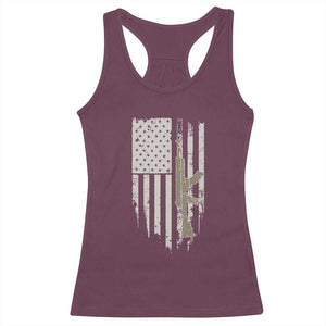 American Flag Second Amendment Racerback Tank Top Guns Weapons Rifles 2A Amendment Fathers Day US Flag TS02 Maroon Print Your Wear