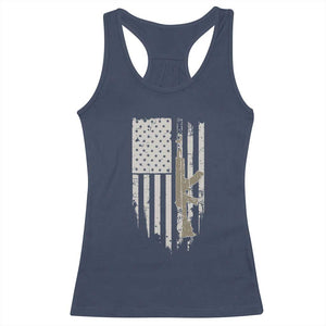 American Flag Second Amendment Racerback Tank Top Guns Weapons Rifles 2A Amendment Fathers Day US Flag TS02 Navy Print Your Wear
