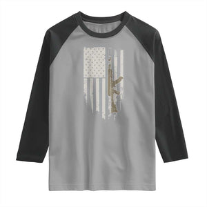 American Flag Second Amendment Raglan Shirt Guns Weapons Rifles 2A Amendment Fathers Day US Flag TS02 Sport Gray Black Print Your Wear