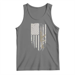 American Flag Second Amendment Tank Top Guns Weapons Rifles 2A Amendment Fathers Day US Flag TS02 Black Heather Print Your Wear