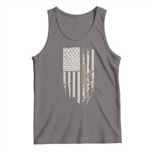 American Flag Second Amendment Tank Top Guns Weapons Rifles 2A Amendment Fathers Day US Flag TS02 Deep Heather Print Your Wear