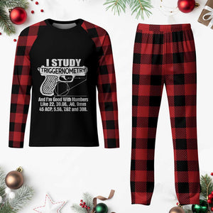 Funny Gun Lover Plaid Pajama Set I Study Triggernometry Good With Numbers Guns Owner Enthusiast Gift TS02 Buffalo Plaid Print Your Wear