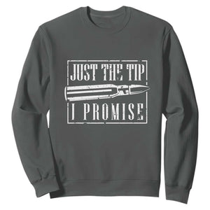 Funny Gun Owner Sweatshirt Just The Tip I Promise T-Shirt A Funny Gun Owner Tee TS02 Dark Heather Print Your Wear