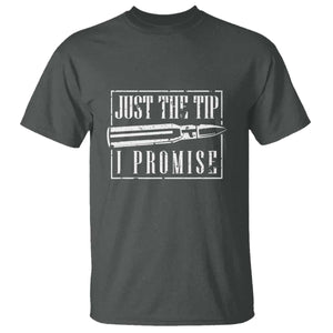 Funny Gun Owner T Shirt Just The Tip I Promise T-Shirt A Funny Gun Owner Tee TS02 Dark Heather Print Your Wear