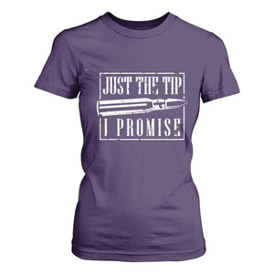 Funny Gun Owner T Shirt For Women Just The Tip I Promise T-Shirt A Funny Gun Owner Tee TS02 Purple Print Your Wear