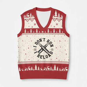 Gun Rights V-Neck Knit Sweater Vest I Don't Run I Reload Gun Rights American Flag patriots TS02 Beige Red Print Your Wear